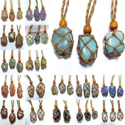 Natural Crystal Pendulum Quartz Stone Pendant Chakra Healing Gemstone Necklace