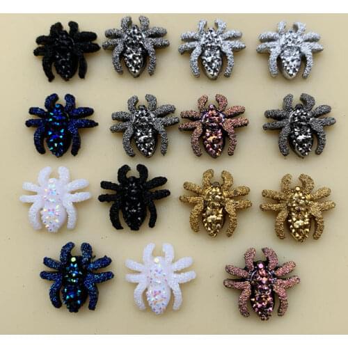 Wholesale 480pcs 13mm DIY Mini Spider Flat back resin cabochons Rhinestone Crystal Strass For Clothes Jewelry Making Crafts
