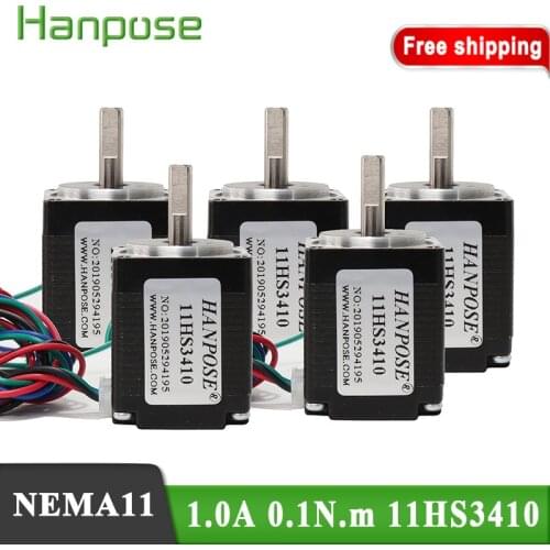 5pcs Free shipping 1.8 Degree 0.1N.m 34mm Nema11 28 motor Stepper Motor 11HS3410 for Mill Laser Engraving