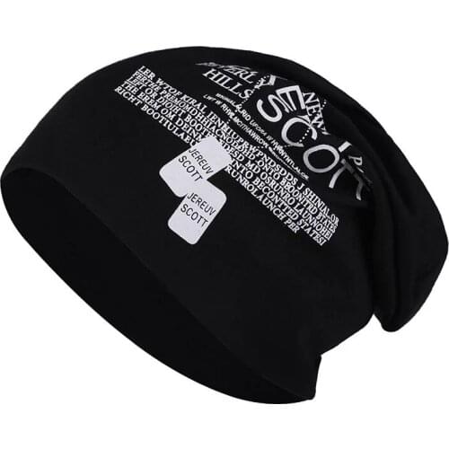 Autumn And Winter Beanies For Men Women Fashion Simple Thin Hip Hop Cap Unisex Knitted Hat Soft Black Print Hedging Cap