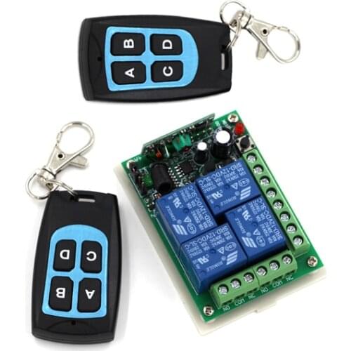 DC24V 4CH RF Wireless Remote Control System 2pcs Waterproof Transmitter and 1pcs Receiver 315/433MHZ