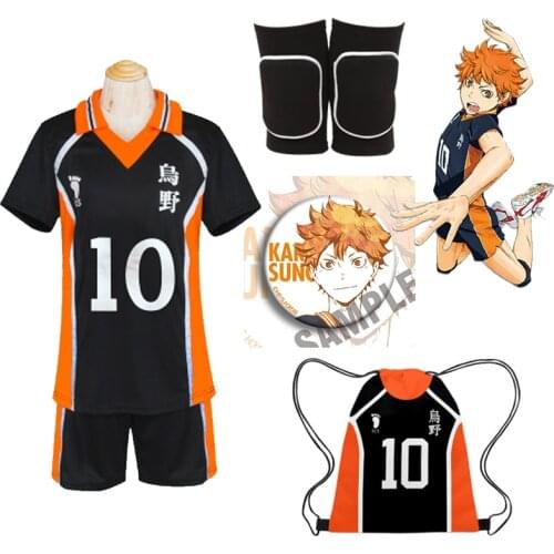Haikyuu Cosplay Sportswear Jerseys Uniform/Badges/Backpack/Kneepad Volleyball Hinata 9-Styles High-School Club Hinata Shyouyou
