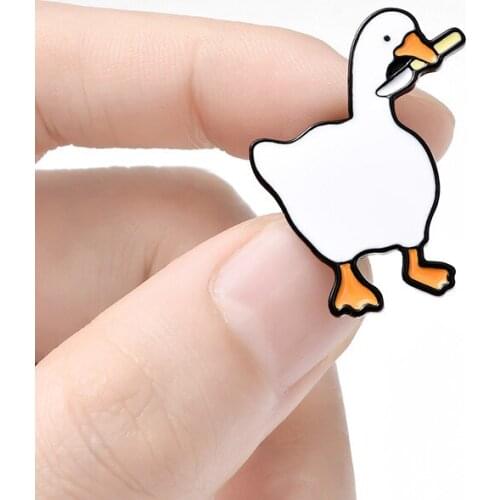 Fun game goose Brooches cartoon cute enamel white goose Badge Lapel backpack decorative pins jewelry Gifts for friends