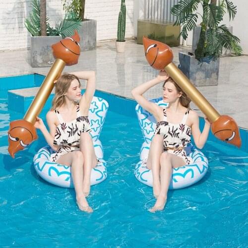 Water Canoe Inflatable Floating Row Competitive Toilet Butt-to-bump Swimming Pool Game for Adults Batting Stick Pool Floaties