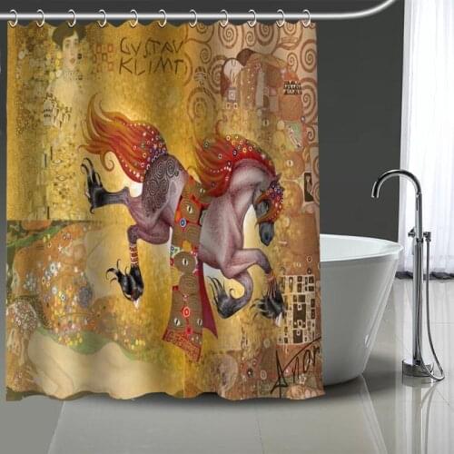 The Kiss Klimt Gustav Printing Shower Curtain Waterproof Curtains Bathroom Decor with Hooks Custom your image More size