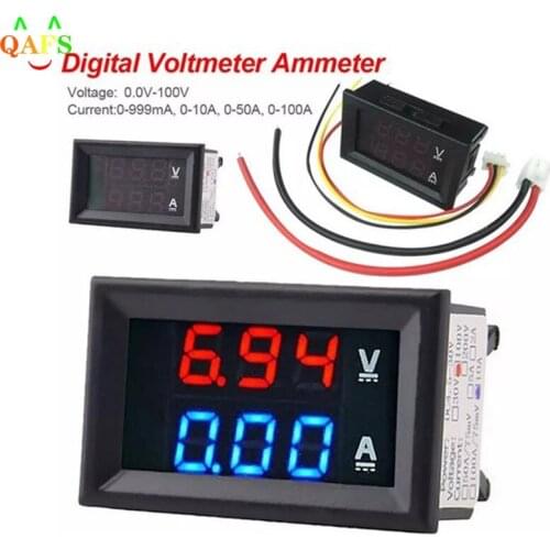 DC 100V 10A Voltmeter Ammeter Blue + Red LED Dual Digital Volt Amp Meter Gauge
