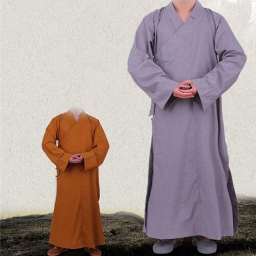 High Quality Shaolin Monk Buddhists Lay Monk Meditation Robe Kung fu Jacket Martial Art Wushu Zen Meditating Clothes