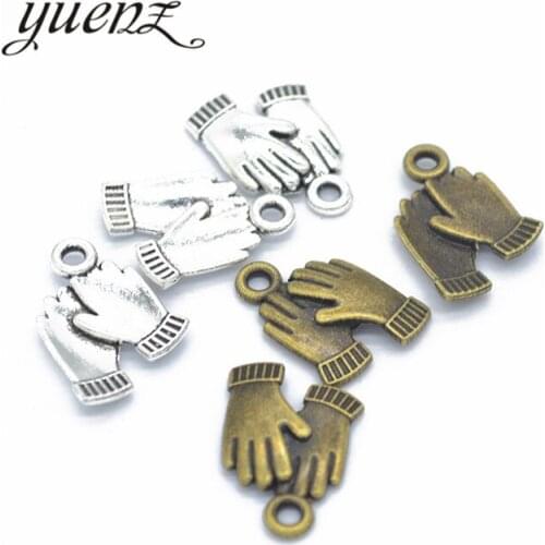 YuenZ 20pcs Antique Silver color gloves Charms Pendants for Necklace DIY Jewelry Making Finding Accessories 18*13mm N120