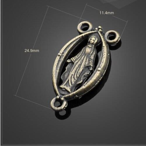 Factory 20 PCS/Lot 11.4mm*24.9mm small metal diy handmade antique silver plated religious Christian charms linker for bracelets