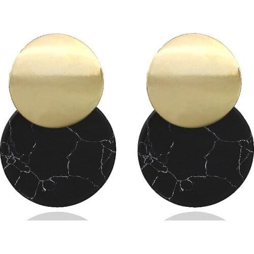 2021 Korean New Simple Black White Turquoise Geometry Earrings Fashion Sweet Drop Earrings Female Statement Circle Jewelry