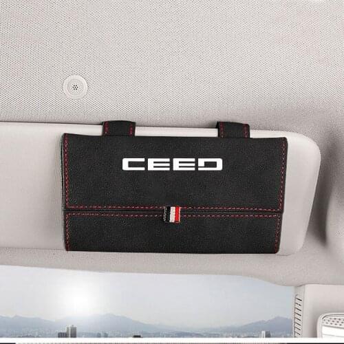 1pc For Kia Ceed Flocking Car Glasses Box Storage Holder Sunglasses Case Sunglasses Holder Organizer Accessories