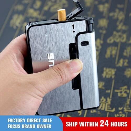 Automatic Cigarette Case 10PCS Cigarette Holder Case Lighter Metal Cigarette Boxes For Men Women Gadget Tools Gift Fast shipping