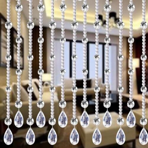 100strip Glass Crystal Acrylic Beads Garland Diamond DIY Curtain Beads String Wedding Decoration Christmas Hanging Pendent