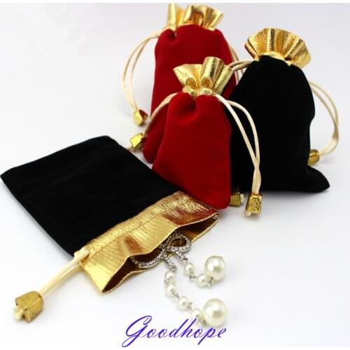 Wholeslae 100pcs Jewelry Storage Pouches Velvet Drawstring Ring Earring Bangle Pendant Carrying Bags Bead Diamond Package Case