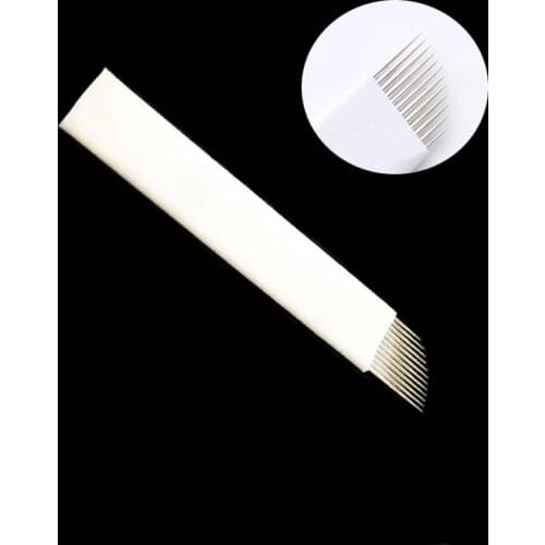 11 Pins Bevel Permanent Makeup Eyebrow Blade For 3D Permanent Makeup Handmade Manual Tattoo Pen Cosmetic Eyebrows