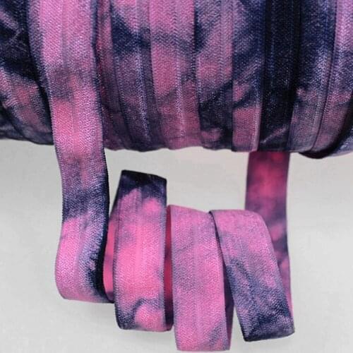 159/370 tie-dye FOE 5/8" Tie Dye Fold Over Elastic for DIY Accessories 100yards, welcome custom color