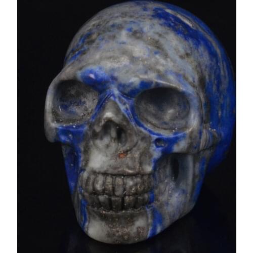 2"Natural Lapis Skull Stone Carved Chakra Healing Reiki Feng Shui Skull Decorative Crafts, Minerals