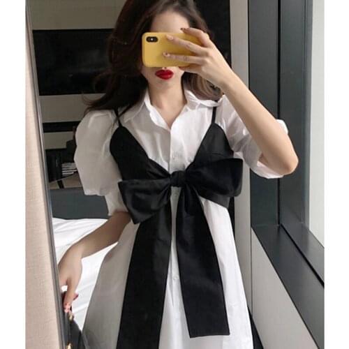 2019 women sweet cute dress Korean Design Top sales Butterfly-knot Shirt dress Fashion Stylish Streetwear Plaid Shirt Dresses