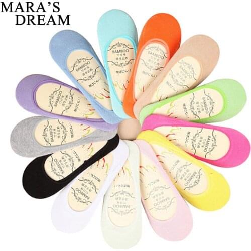 3pairs/lot womens summer candy colors boat socks female bamboo fiber low cut Invisible non-slip ankle socks ladies socks meias