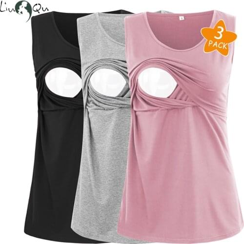 Pack of 3pcs Womens Maternity Clothes Tank Tops Sleeveless Breastfeeding Pregnancy Clothing Premama Summer Camis Tops