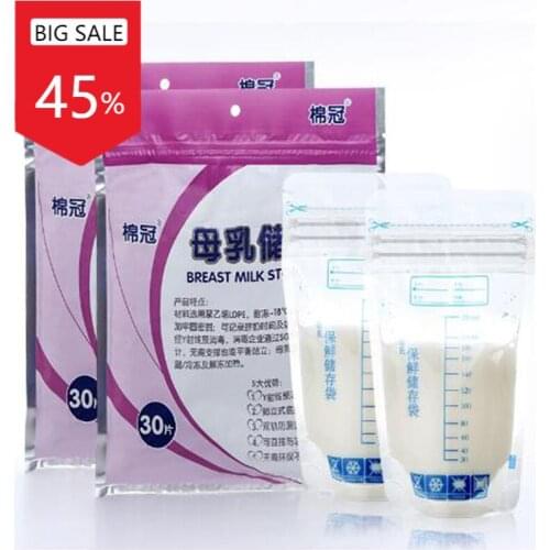 30 Pcs Breast Milk Storage Bags 250ml Free Baby Safe Mother Milk Freezer Feeding Supplies Food Storage Breast Milk Bags Feeding