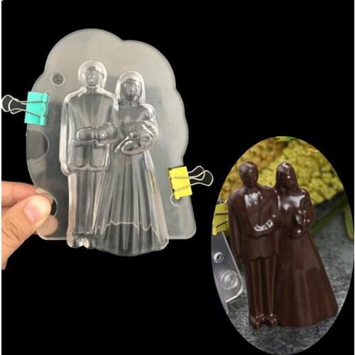 3D Plastic Bride & Groom Wedding Chocolate Mold DIY Handmade Cake Polycarbonate Making Tool Cake Decorating Tools Cake Molds
