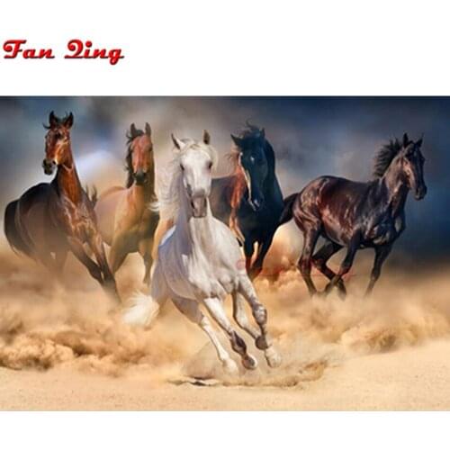 Running Horses 5D DIY Diamond Painting Full Square/Round Diamonds Embroidery Kits Animal Decorations Home Decoration