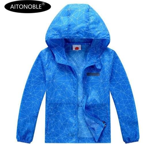 2021 Aitonoble Kids Sun Protection Clothes Windbreak Warm Windproof Princess Coats Waterproof Kids Skin Coat Sun Protection Coat