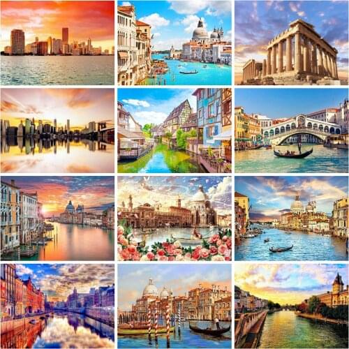 EverShine 5D DIY Diamond Embroidery Full Drill City Cross Stitch Diamond Painting Seaside Mosaic Kits Landscape Handmade Gift