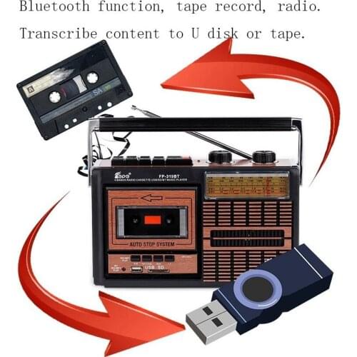 FM SPEAKER FM AM SW1-2 4band Retro Radio Portable Speakers Antique Tape Recorder USB SD Card Radio Outdoor Music Headphones