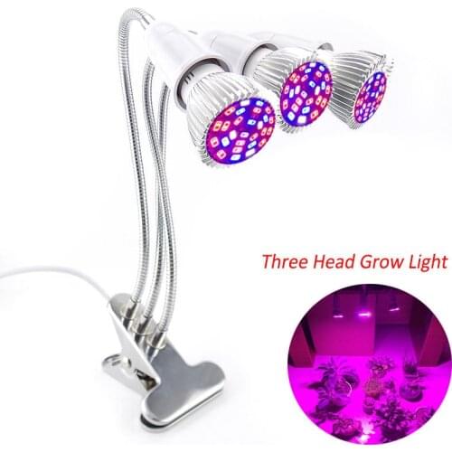 Growbox Grow Light Plant Lamp 3-Head Greenhouse Flower Hydro Room Full Spectrum Indoor UV IR Plants Growing Lights LED