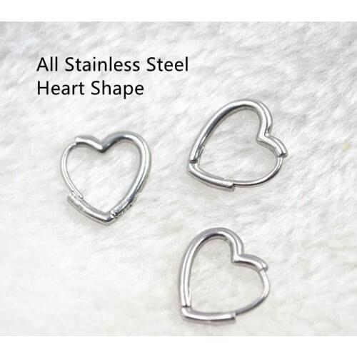 50pcs/lot Silver Stainless Steel Punk Heart Shape Ear Piercing Ring Earring Cartilage Helix Rings Daith Body Piercing