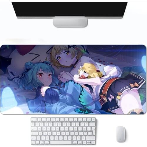 Hololive Mause Pad Manga Mouse Gaming Computer Rubber For Office Carpet Xxl Deskmat Desk Gamer Rug Extended Mat Keyboard Kawaii