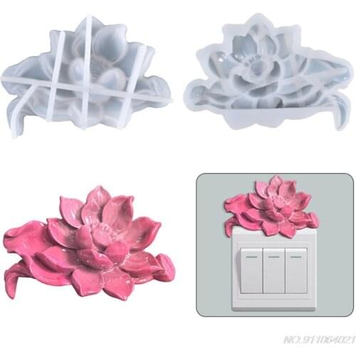 Creative Lotus Switch Wall Sticker Decoration Epoxy Resin Mold Flower Ornaments Silicone Mould DIY Crafts Casting Tool wholesale