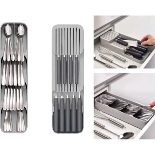 Kitchen Cutlery Storage Tray Knife Holder Spoon Fork Spice Separation Organizer Box Kitchen Container Storage Knife Block Holder