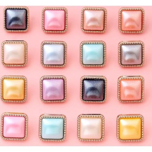 10Pcs/lot 10*10mm Metallic square white red color buttons Ladies shirts shirt tops decorative buttons clothing accessories C175