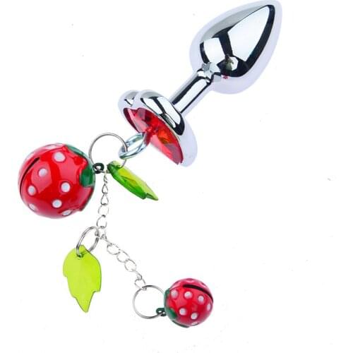 Metal Bell Anal Plug Anal Expansion Sex Toys Fun Flirting Training Heart-shaped Strawberry Bell