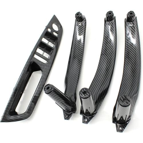 LHD RHD Upgraded Interior Carbon Fiber Door Handle Outer Leather Cover Replacement For BMW X5 X6 E70 E71 E72 2007-2013