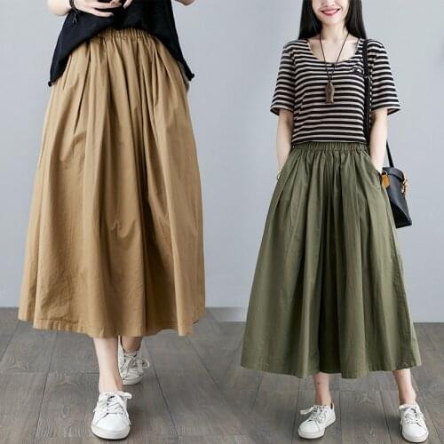 High Waist Fashion Culottes Skirts Loose Summer Wide Leg Pants 2021 New Arrival Cotton Linen Capris Pants Women Casual Pants