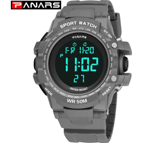 PANARS New Watch Clock Men Countdown Timer Outdoor Fitness Sport Watch LED Digital Watches Men G Style Running Chronograph 8013