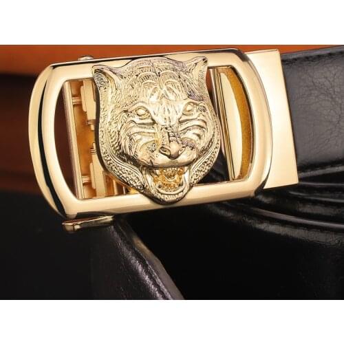 Tiger buckle belt men Automatic buckle Black genuine leather ceinture homme casual trousers Waistband for male high quality