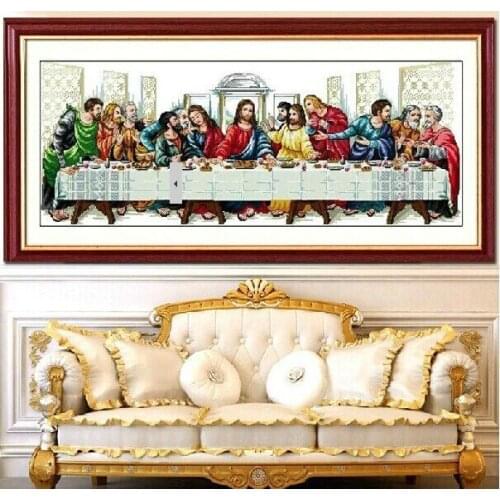 DIY Needlework Handmade Cross Stitch kits Set Embroidery Printed Jesus Christ Cross-Stitching Last Supper Home Decor Cotton Silk