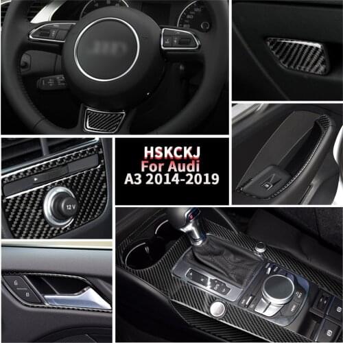 For Audi A3 2014-2019 Multiple Color Carbon Fiber Stickers Central Control Gear Panel Armrest Box Frame Interior Car Accessories