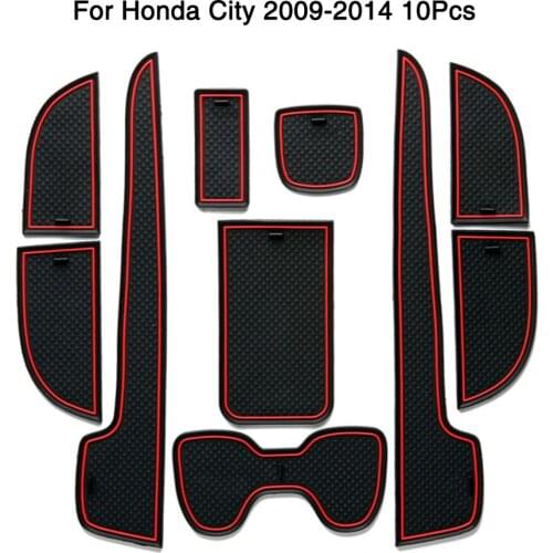 For Honda City 2009 2010 2011 2012 2013 Non-Slip Car Door Gate Pad Groove Panel Cup Mat 10Pcs