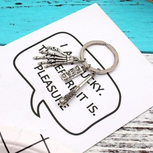 New Fashion KeychainThe Walking Dead Pendants DIY Men Jewelry Car Key Chain Ring Holder Souvenir For Gift Bone Hand Stick