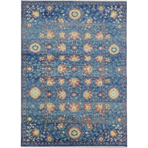 New Living Room Bedroom Carpet Crawling Mat Hand-knotted Blue Wool Tribal Rug Sofa Cushion Safe Non-slip Home Decor Products
