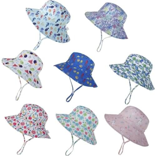 Summer Unisex Chilrens Fisherman Hat Bucket Casual Sun Cap with Fresh Animal Pattern Beach Daily Travel for Boys Girls 649D