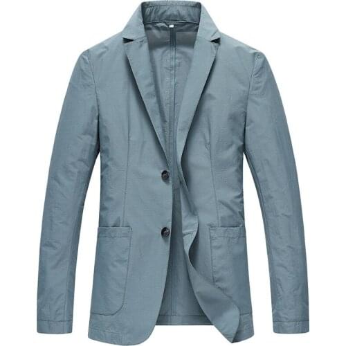 Spring Men Summer Blazers Light Thin Fahsion Casual Suit Jacket Fast Dry Single Layer Breathable Outdoor Sunscreen Anti-Wrinkle
