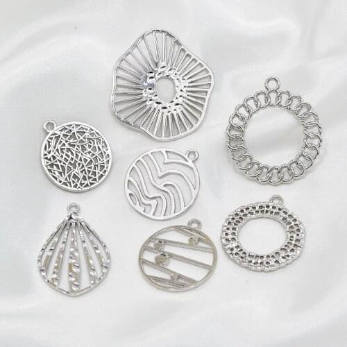 Zinc Alloy Charms Geometry Silver Charms Connector 10pcs/lot For DIY Fashion Jewelry Making Finding Accessories