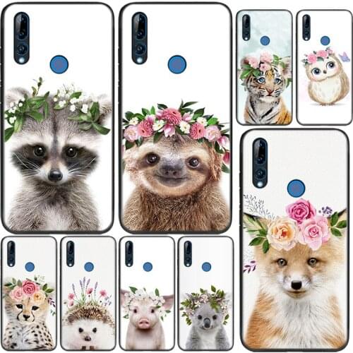 Silicone Cover Raccoon Fox Animal Flower For Huawei Honor 9 9X 9N 8S 8C 8X 8A V9 8 7S 7A 7C Pro lite Prime Play 3E Phone Case